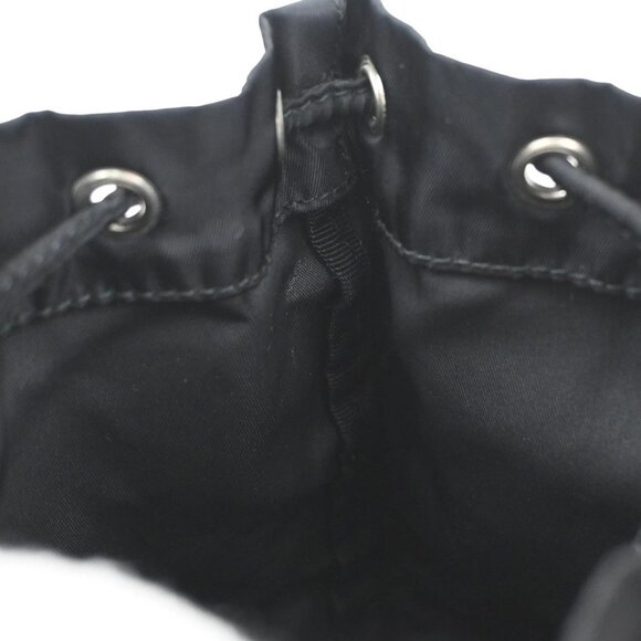 PRADA Tessuto Mini Drawstring Pouch Bag Nylon Leather Black SHW Italy 36KB859